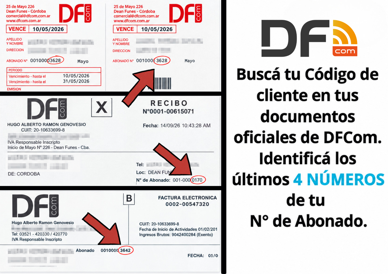 Ejemplos de dónde encontrar el código de cliente